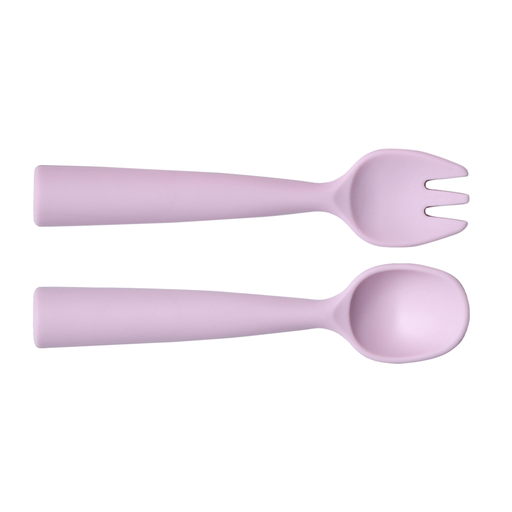 [01-248] Vague Silicone Spoon & Fork Set for Kids