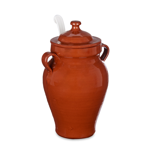 [32-076] La Dehesa Clay Jar with Spoon 2.5 Liter Brown