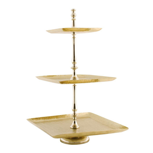 [05-005G] ستاند مربع من الستانلس ستيل والألمنيوم 3 طبقات 40 سم من ڤاج