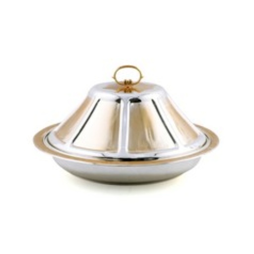 [05-018GS] Vague Stainless Steel Gold/Silver Ouzi Metal Platter 40 cm
