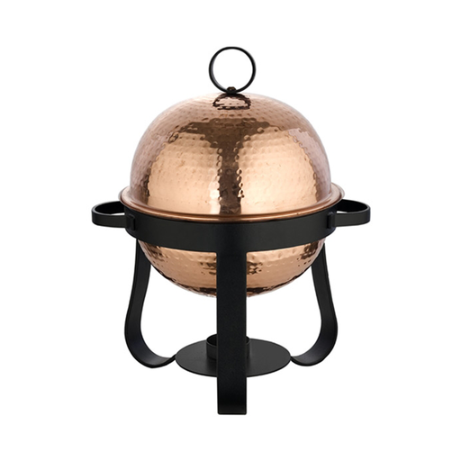 [05-174] Vague Stainless Steel Round Copper & Steel Chafing Dish 6 Liter India