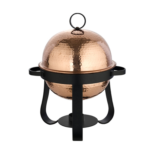[05-175] Vague Stainless Steel Round Copper & Steel Chafing Dish 10 Liter India