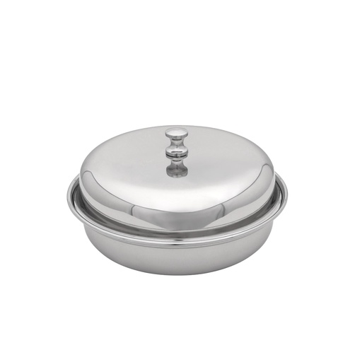 [05-238] Vague Stainless Steel Entrée Round Dish with Lid 350 ml