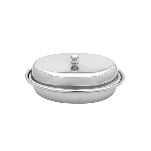 [05-255] Vague Stainless Steel Entrée Oval Dish with Lid 350 ml