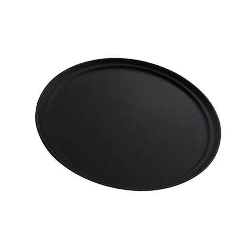 [13-098BK] Vague Non Slip Plastic Slip Tray Round Black 28 cm