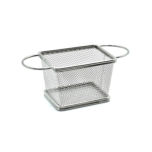 [13-1118] Vague Stainless Steel Reactangular Fry Basket with Handle
