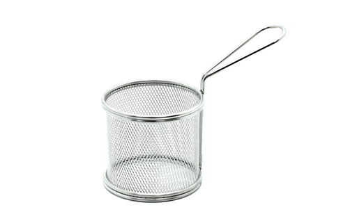 [13-1119] Vague Stainless Steel Round Fry Basket with Handle