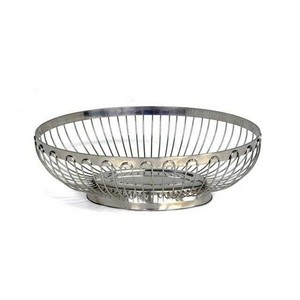 [13-1225] Vague Stainless Steel Oval Bread Fruit Basket 9.5 cm