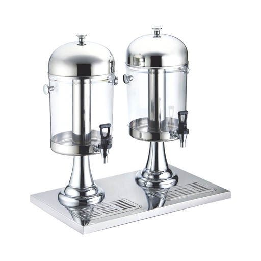 [13-1245] Vague Stainless Steel Double Juice Dispenser 8 Liter