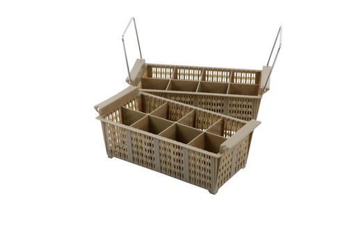 [13-1269BG] Vague Plastic 08 compartment Cutlery Basket without Handle Beige