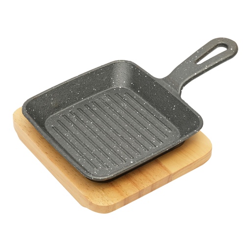 [13-1369] Vague Cast Iron Sizzling with Base 13 cm