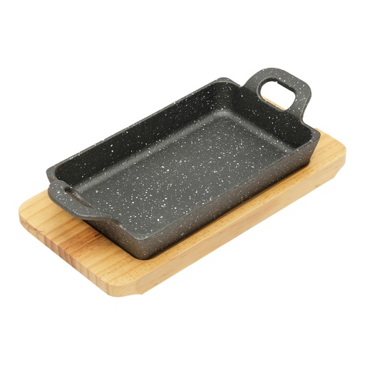[13-1374] Vague Cast Iron Sizzling with Base 20 cm x 12 cm