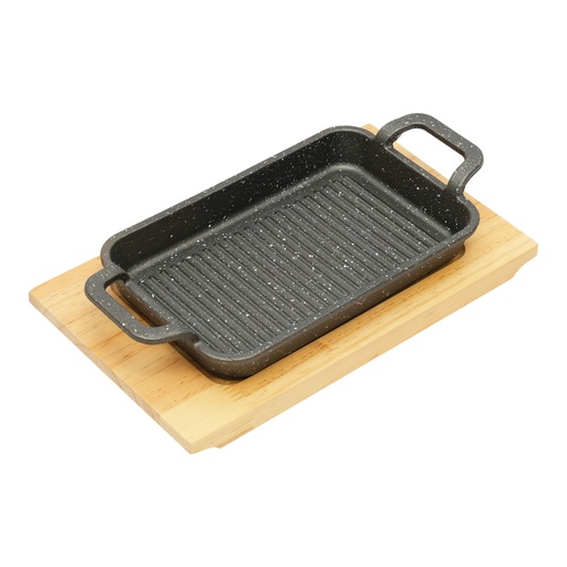[13-1376] Vague Cast Iron Sizzling with Base 21 cm x 11.5 cm