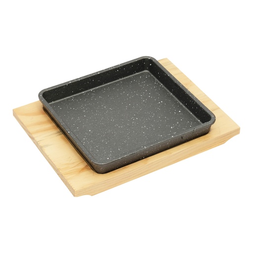 [13-1379] Vague Cast Iron Square Sizzling with Base 17 cm