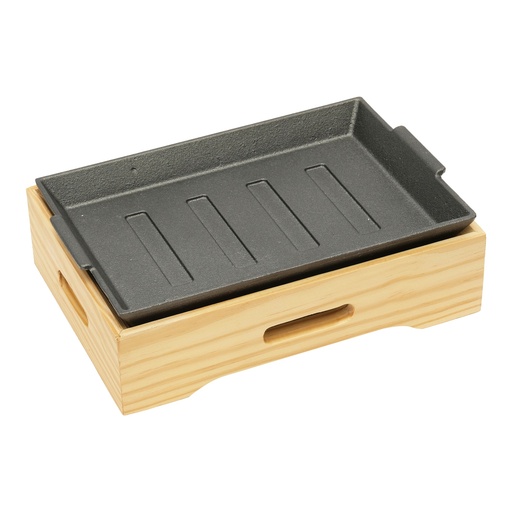 [13-1383] Vague Cast Iron Sizzling with Base 24 cm x 16 cm