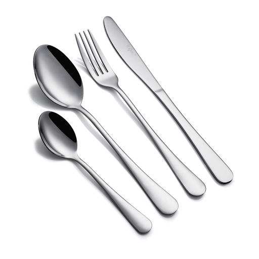 [13-1551] Vague Stainless Steel 16 Pieces Cutlery Set - Plain Mirror Finish Design