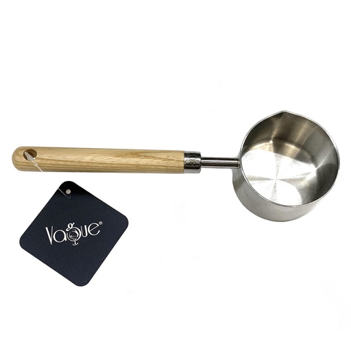 [13-R549] Stainless Steel Oil Ladle with wooden handle 23.2 x 8.5 x 6.3 cm