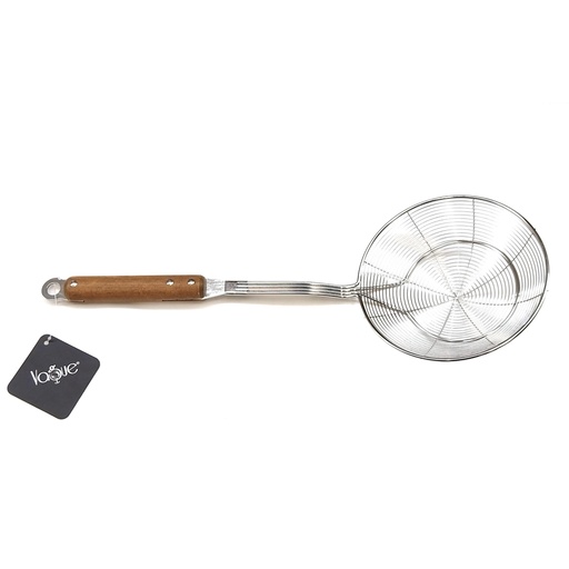 [13-R577] Stainless Steel Wooden Handle Skimmer 14cm