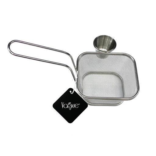 [13-R580] Stainless Steel Fry basket w/ Sauce Dish 10.5 x 9 x 6.3 cm
