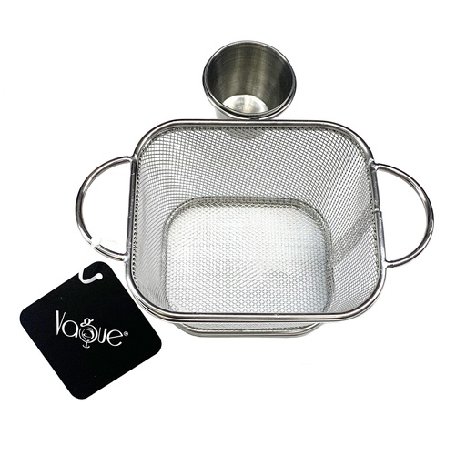 [13-R581] Stainless Steel Fry basket w/ Sauce Dish 10.5 x 9 x 6 cm