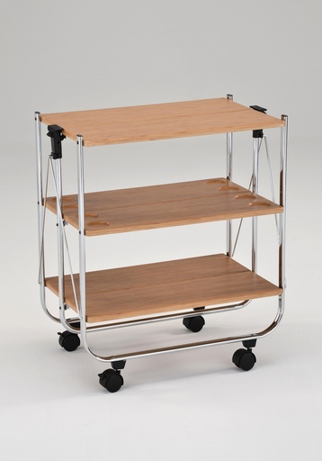 [15-008] Vague Wooden Foldable Trolley with Metal Basket
