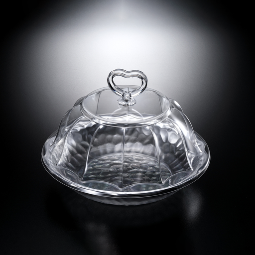 [02-1013S] Vague Acrylic Round Serving Set - Silver