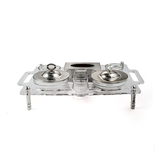 [02-1036] Vague 7 Pieces Silver Date Bowl Serving Set