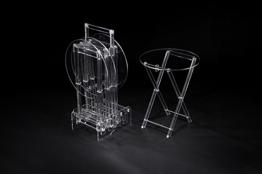 [02-1085] Vague Acrylic 4 Round Coffee Tables with Stand Set