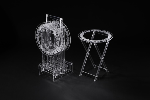 [02-1088] Vague Acrylic 4 Round Coffee Tables with Stand Set Hearts Printing