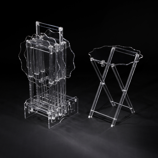 [02-1089] Vague Acrylic 4 Star Coffee Tables with Stand Set