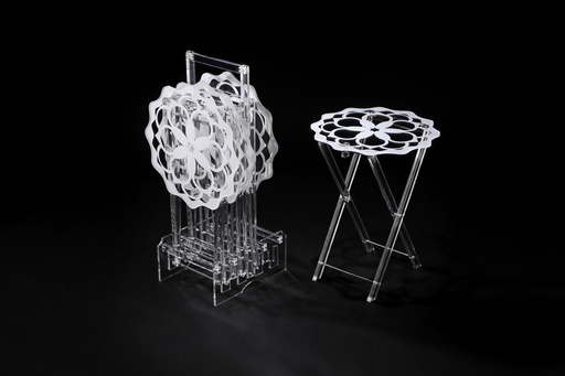 [02-1094] Vague Acrylic 4 Star Coffee Tables with Stand Set Flower Printing