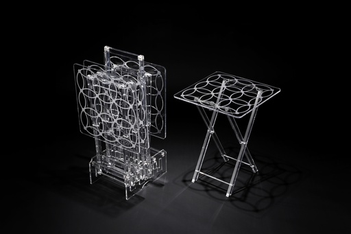 [02-1099] طقم طاولة مربع من 4 قطع بطباعة فضية 40 سم × 50 سم / 8 مم