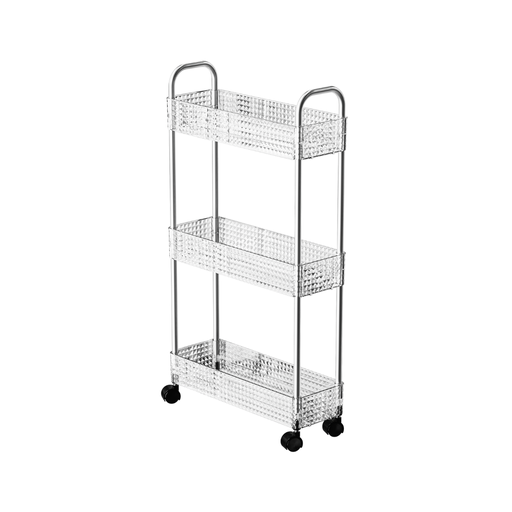 [02-1257] Vague Transparent Diamond 3 Tier Trolley Cart 40 cm x 14 cm x 67.5 cm