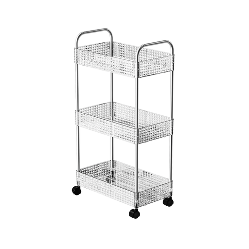 [02-1260] Vague Transparent Diamond 3 Tier Trolley Cart 40 cm x 21.5 cm x 67.5 cm
