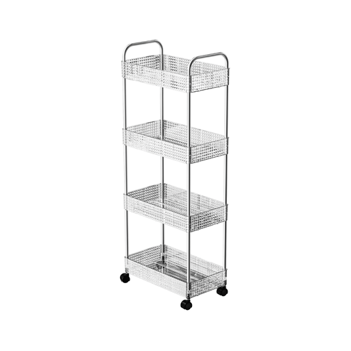[02-1261] Vague Transparent Diamond 4 Tier Trolley Cart 40 cm x 21.5 cm x 93 cm