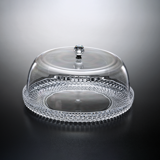 [02-1275] Vague Acrylic Transparent Round Diamond Cake Serving Box 32.8 cm x 16.7 cm