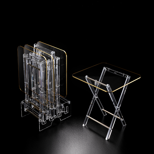 [02-1307G] طاولات قهوة مربعة من الأكريليك  مع حامل بتصميم كلاسيكي