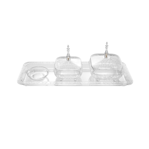 [02-1332] Vague Square Acrylic Date Bowls Set 42.5 x 15 cm