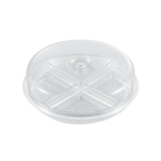 [02-1343] Vague Round Acrylic Candy Box With 4 Inner Bowls 12''