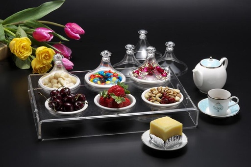 [02-154] Vague Acrylic White Pottery Tajin with Tray 41.5 cm