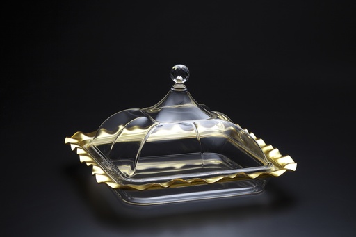 [02-201] Vague Acrylic Square Serving Set Gold 36.50 cm