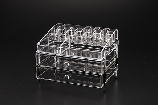 [02-256] Vague Large Acrylic Cosmetic Jewelery Box 2 Drawer