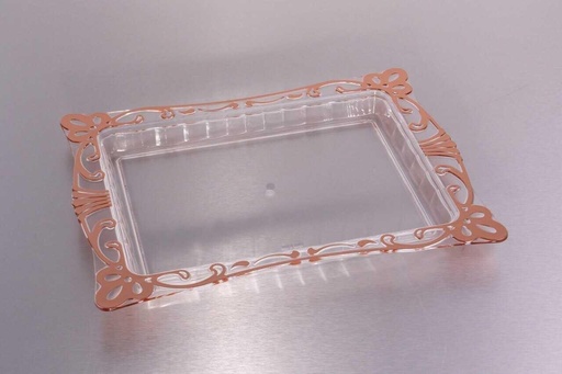 [02-350] Vague Acrylic Small Tray Carving Design Rose Gold