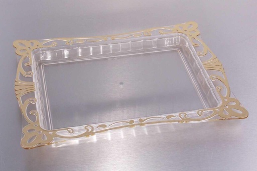 [02-353] Vague Acrylic Small Tray Carving Design Gold
