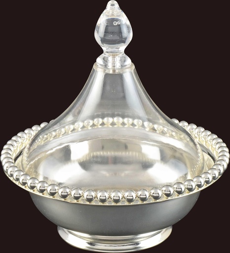 [02-434] Vague Silver Steel Dates Bowl Set 15 cm