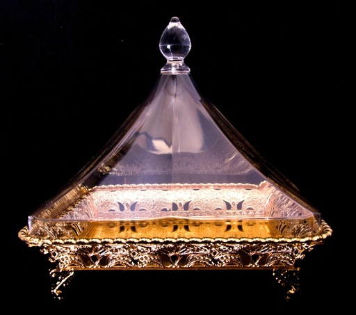 [02-490] قالب كيك مربع ذهبي كلاسيكي من الفولاذ مقاس 28.5 سم