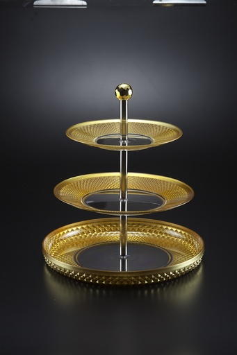 [02-498] Vague Acrylic Diamond Golden 3 Tier Sweet Set Taiwan