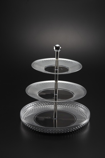 [02-499] Vague Acrylic Diamond Silver 3 Tier Sweet Set Taiwan