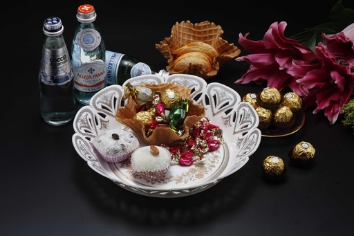 [02-555] Vague Acrylic Tray White & Gold 29.5 cm