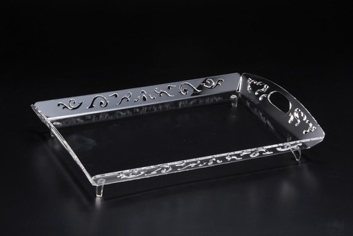 [02-595] صينية ليزر أكريليك شفافة بقاعدة 56.5 سم